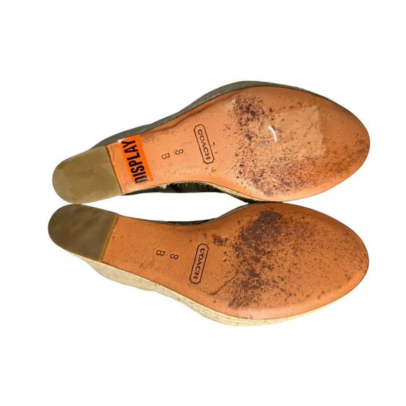 Coach Milan Womens Kaki Canvas Signature Logo Wedge Espadrilles Shoes Size 8B - Picture 9 of 10